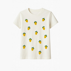 Lucky brand White cotton T-Shirt with embroidered lemons. S